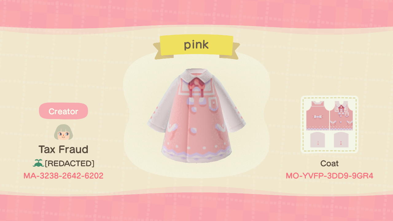 Animal Crossing Design Code: MO-YVFP-3DD9-9GR4 pink