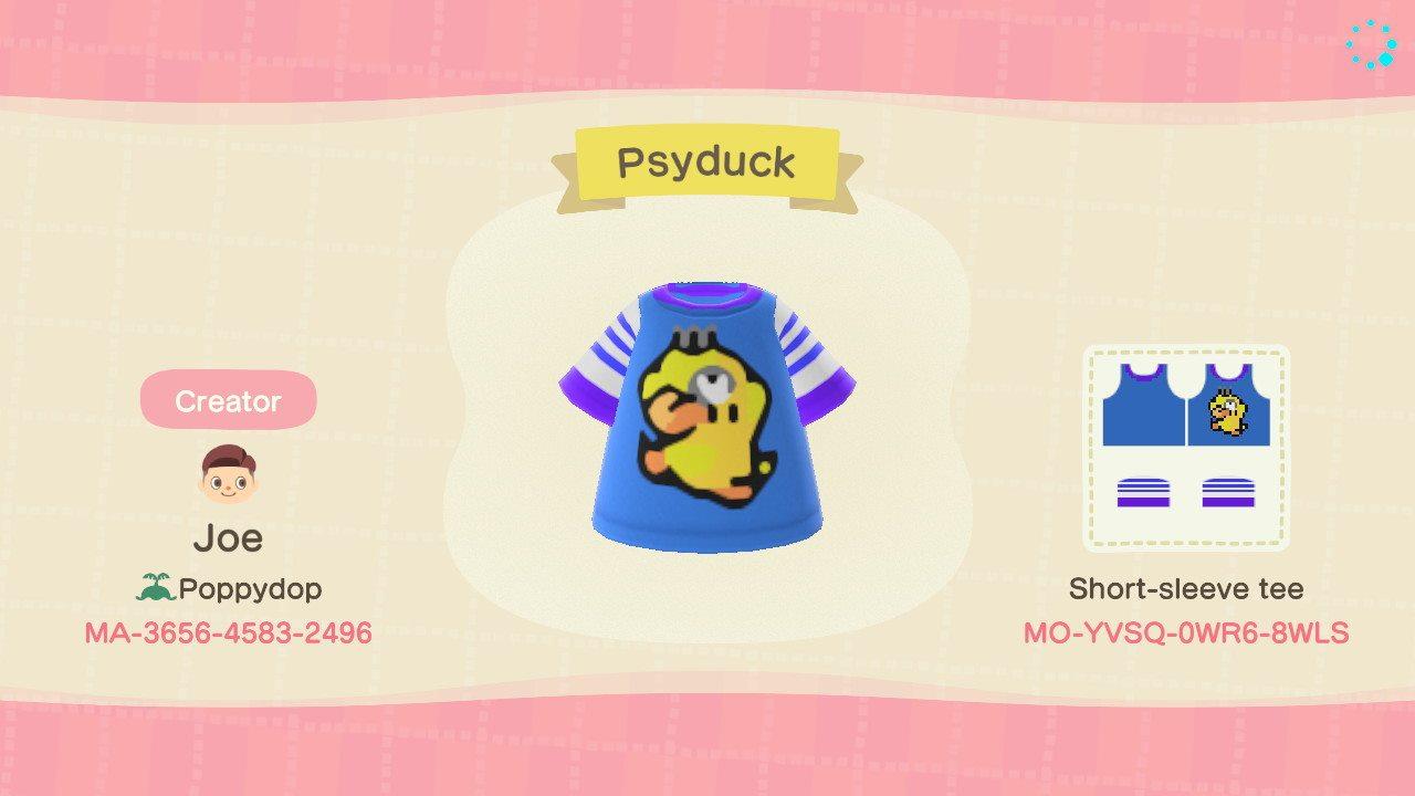 Animal Crossing Design Code: MO-YVSQ-0WR6-8WLS Psyduck
