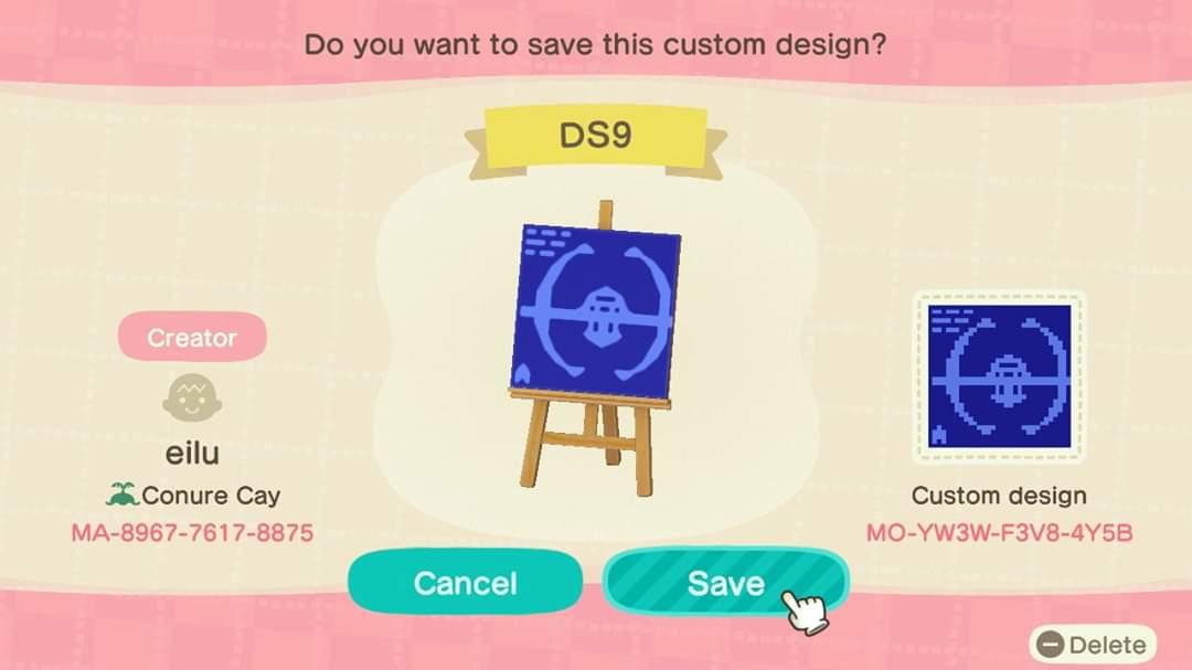 Animal Crossing Design Code: MO-YW3W-F3V8-4Y5B Star Trek DS9