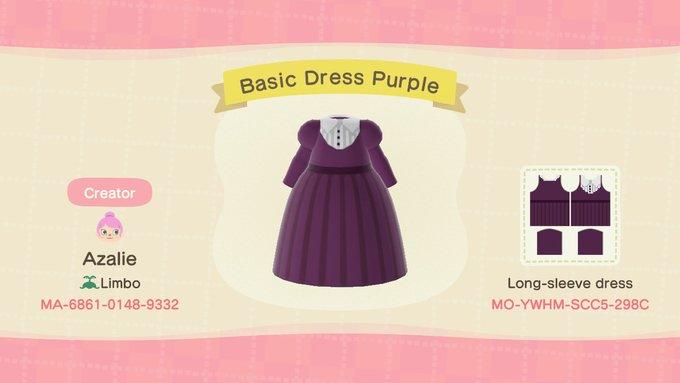 Animal Crossing Design Code: MO-YWHM-SCC5-298C Basic Dress Purple