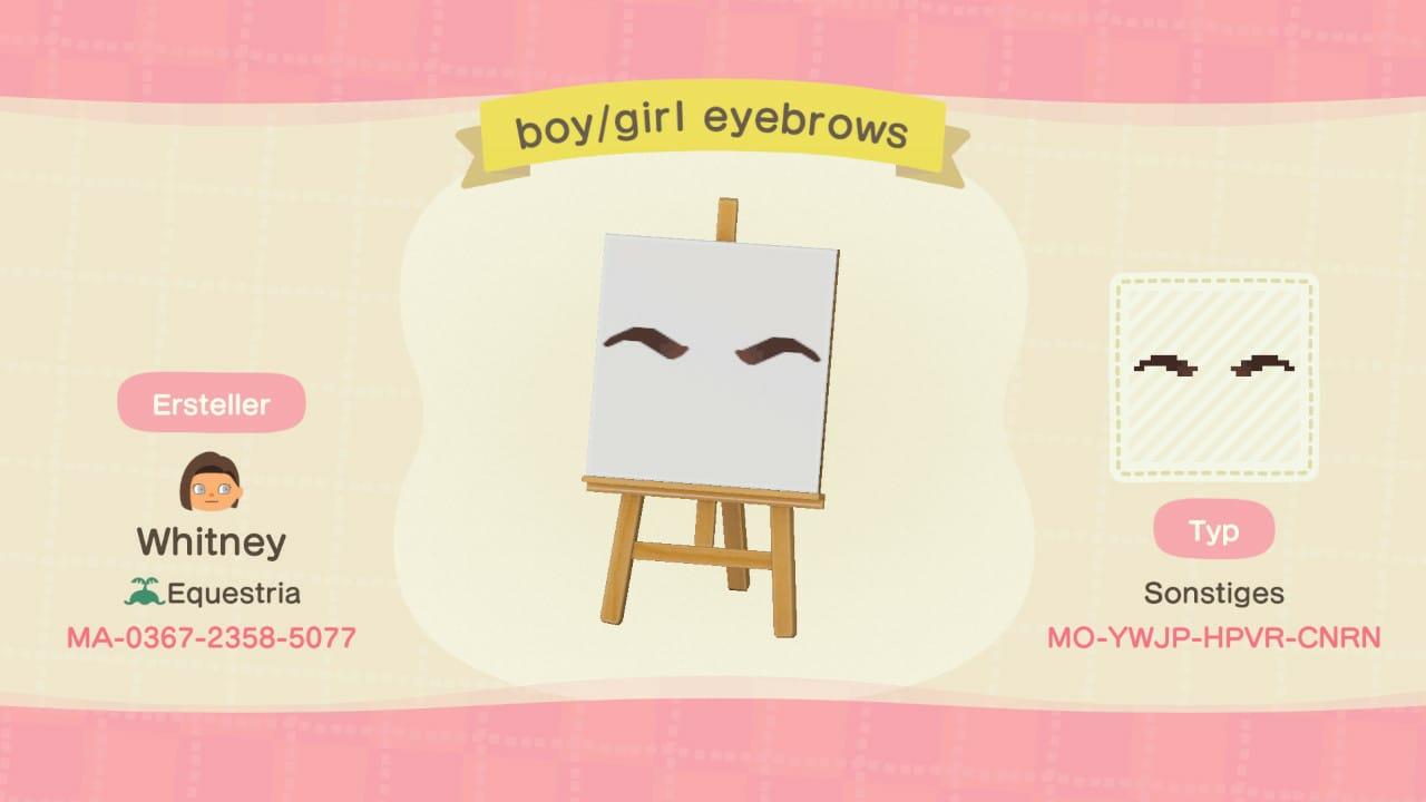 Animal Crossing Design Code: MO-YWJP-HPVR-CNRN boy eyebrows unisex