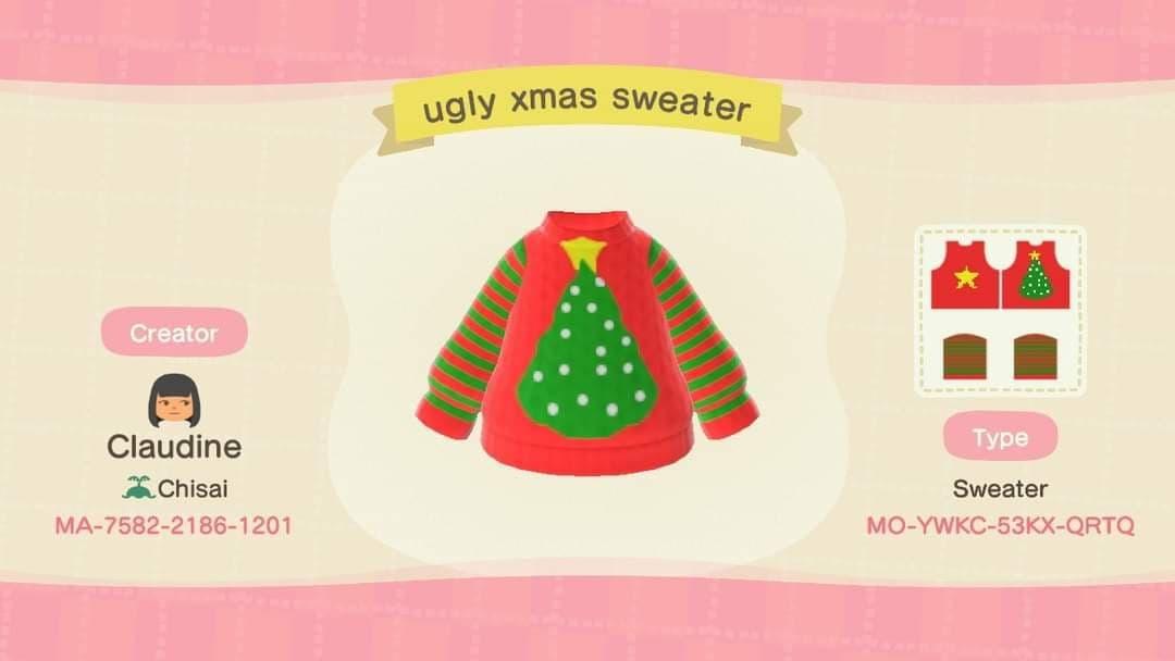 Animal Crossing Design Code: MO-YWKC-53KX-QRTQ ugly xmas sweater