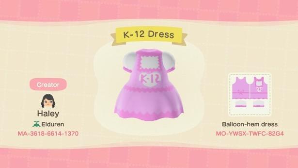 Animal Crossing Design Code: MO-YWSX-TWFC-82G4 K-12 Dress