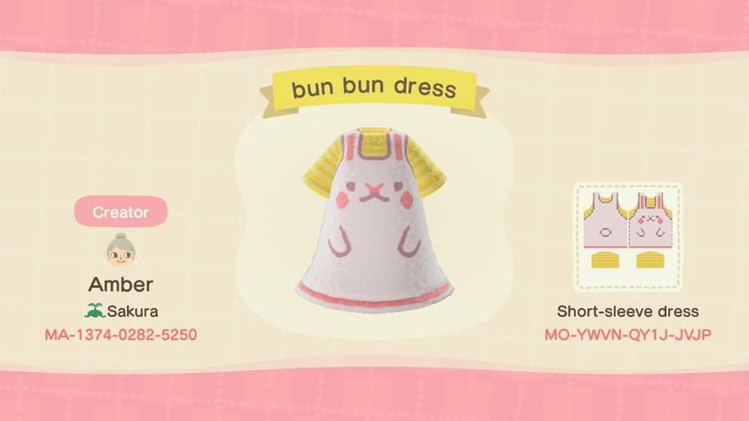 Animal Crossing Design Code: MO-YWVN-QY1J-JVJP bun bun dress