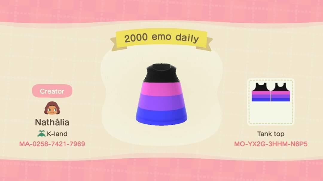 Animal Crossing Design Code: MO-YX2G-3HHM-N6P5 2000 emo Daily
