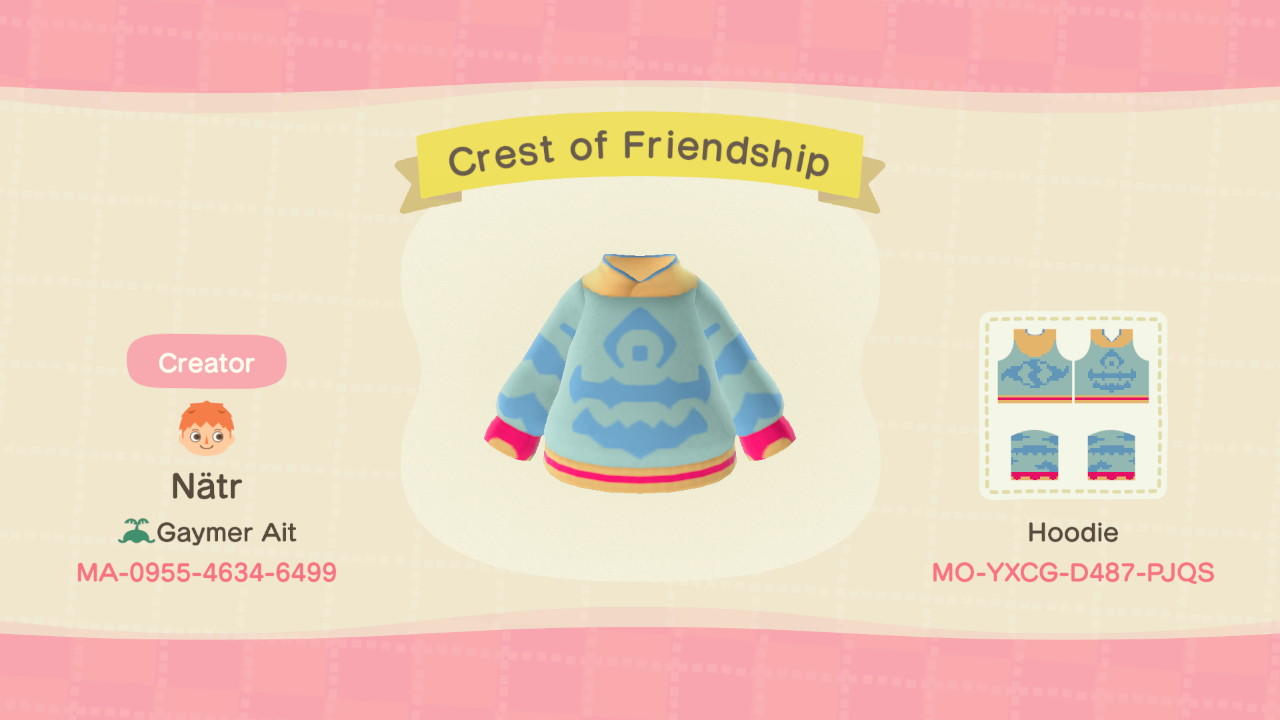 Animal Crossing Design Code: MO-YXCG-D487-PJQS Crest of Friendship
