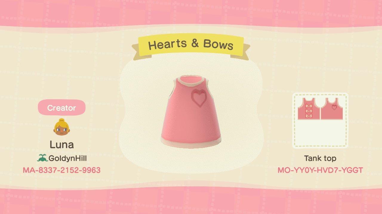 Animal Crossing Design Code: MO-YY0Y-HVD7-YGGT Hearts & Bows