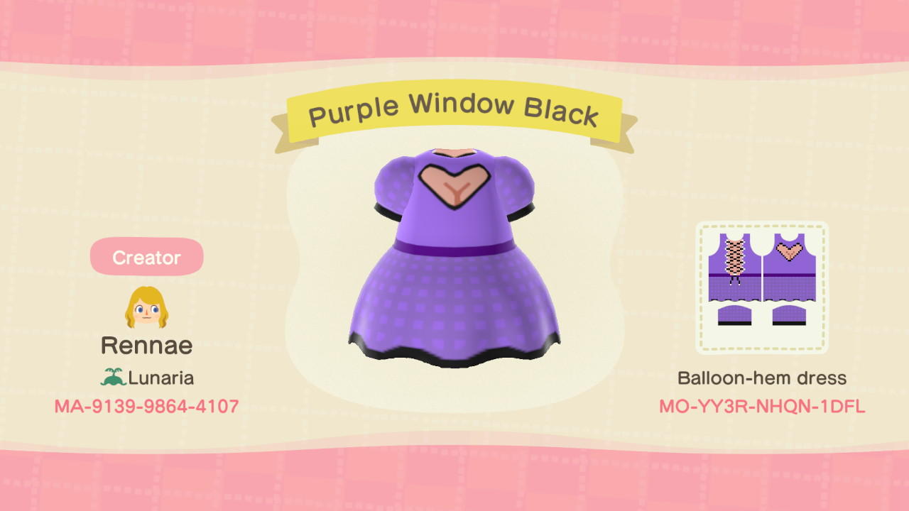Animal Crossing Design Code: MO-YY3R-NHQN-1DFL Purple Window Black
