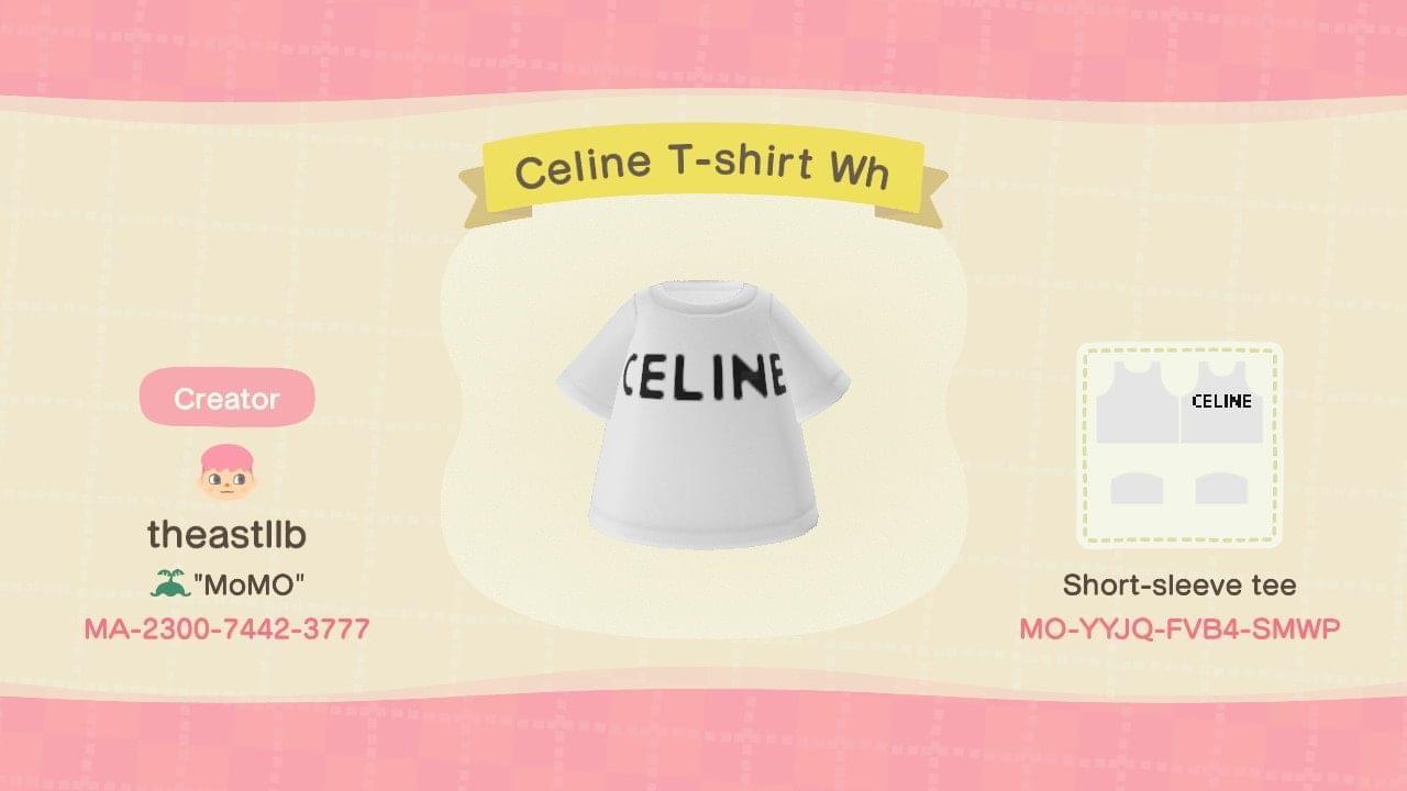 Animal Crossing Design Code: MO-YYJQ-FVB4-SMWP Celine T-shirt White