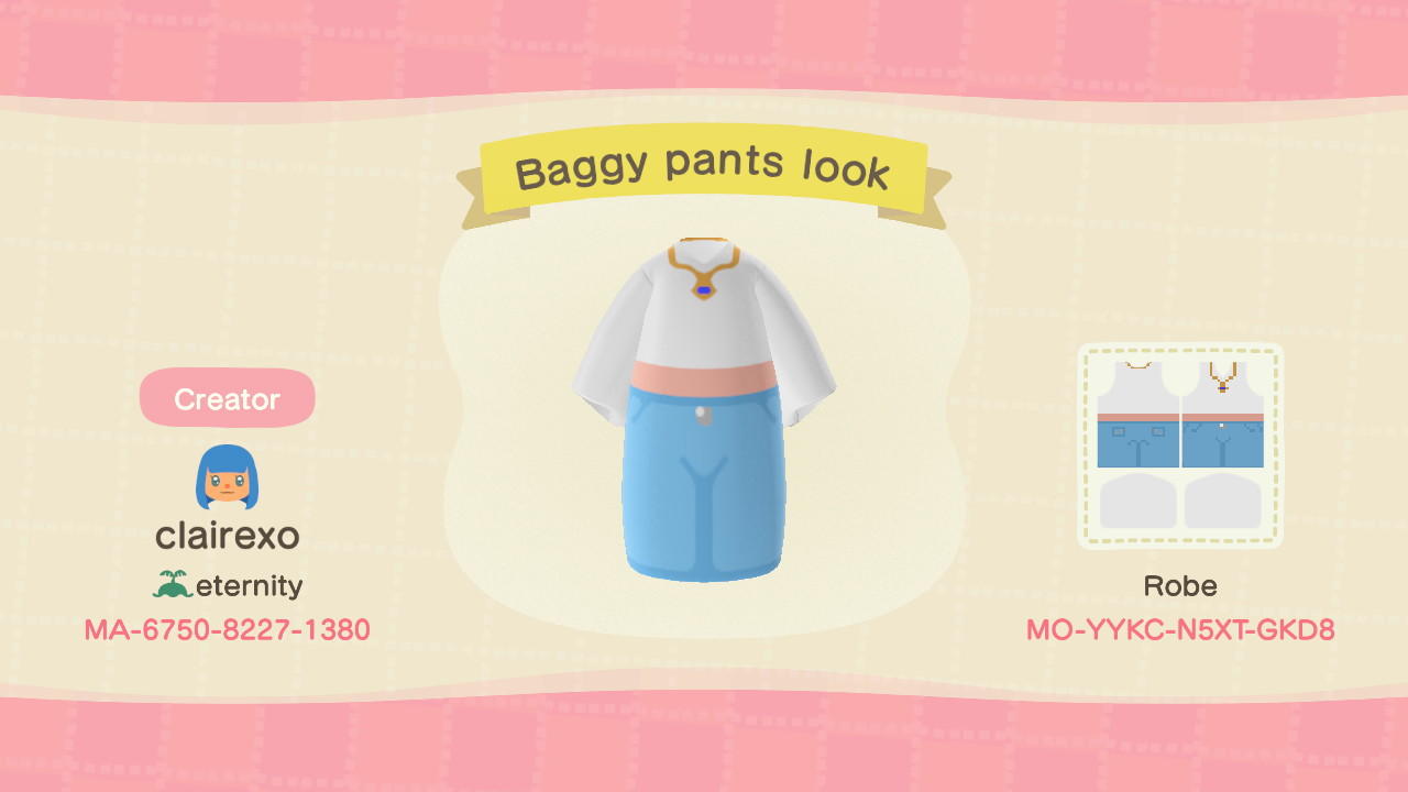 Animal Crossing Design Code: MO-YYKC-N5XT-GKD8 Baggy pants