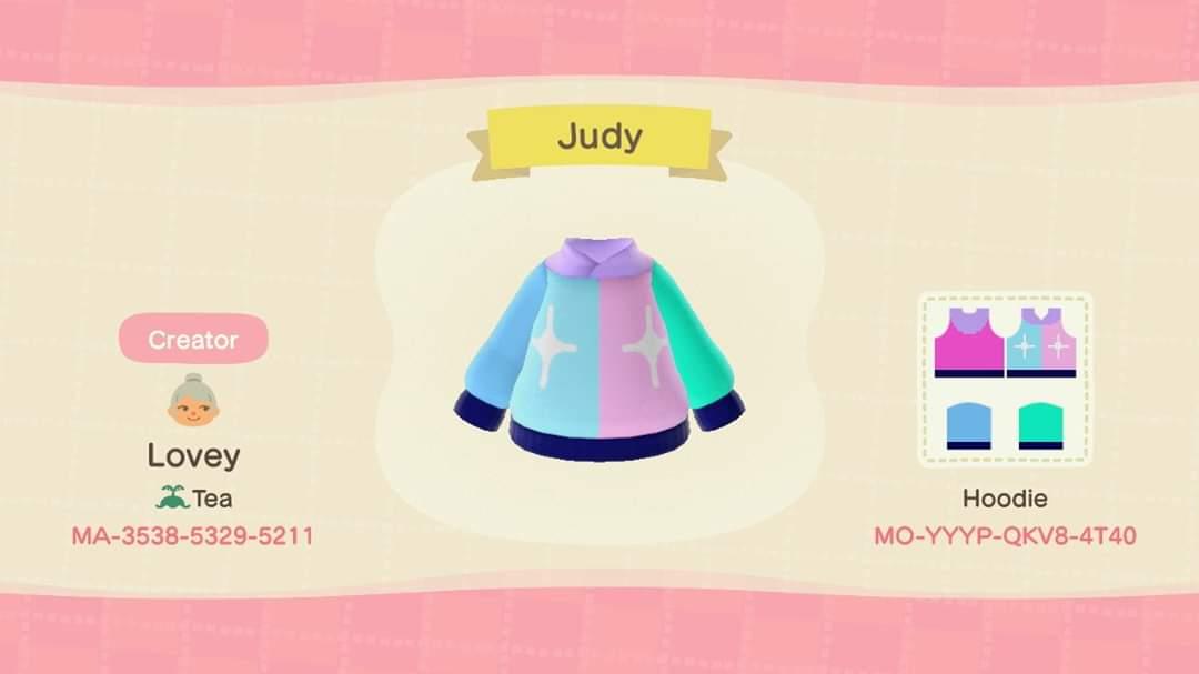 Animal Crossing Design Code: MO-YYYP-QKV8-4T40 Judy inspired pullov