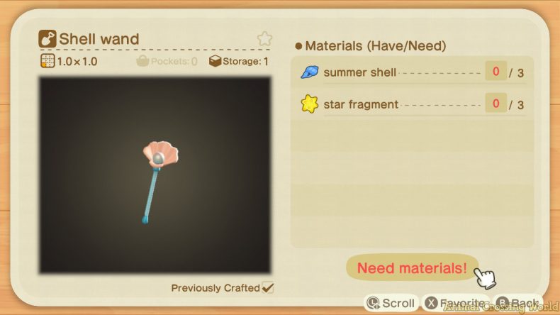 Animal Crossing New Horizons Summer Shell DIY Recipe - Shell Wand