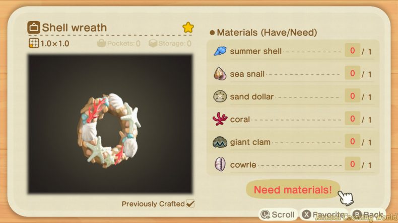 Animal Crossing New Horizons Summer Shell DIY Recipe - Shell Wreath