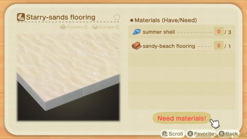 Animal Crossing New Horizons Summer Shell DIY Recipe - Sands Flooring