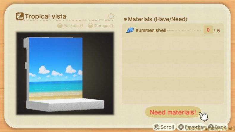 Animal Crossing New Horizons Summer Shell DIY Recipe - Tropical Vista