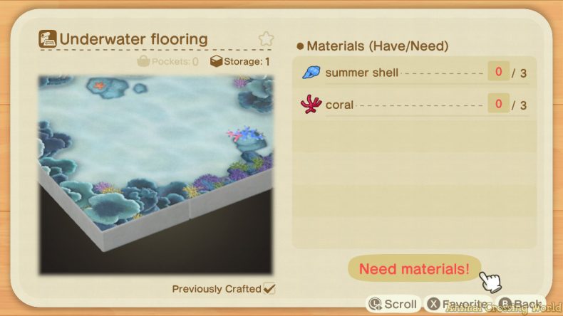 Animal Crossing New Horizons Summer Shell DIY Recipe - Underwater Flooring