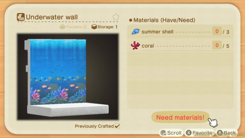 Animal Crossing New Horizons Summer Shell DIY Recipe - Underwater Wall