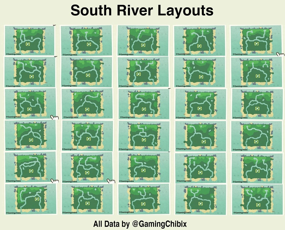 Animal Crossing New Horizons Island Map - South River Layouts