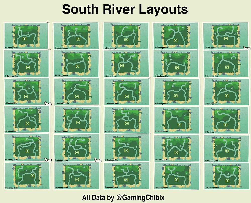 Animal Crossing New Horizons Island Map - South River Layouts