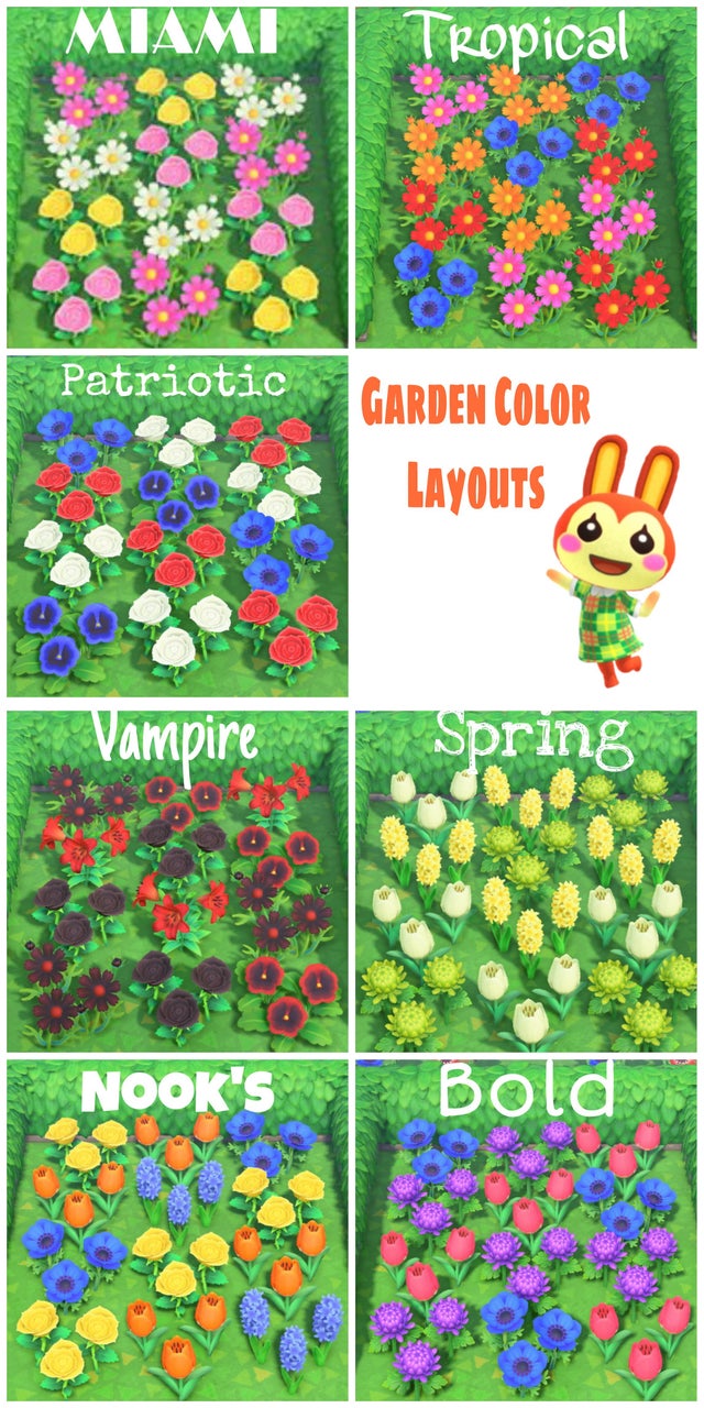 Animal Crossing New Horizons Garden Color Layouts 2