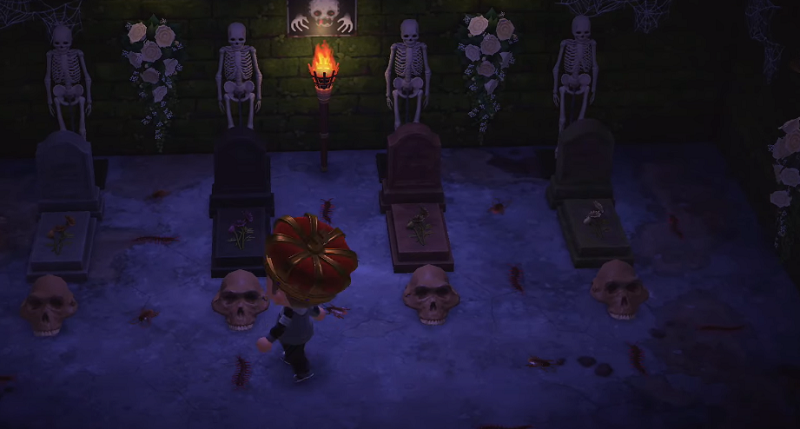 Best Animal Crossing New Horizons Horror & Cannibal Island Designs - Indoor Graveyard