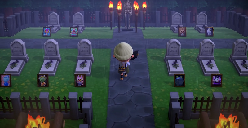 Best Animal Crossing New Horizons Horror & Cannibal Island Designs - Outdoor Cemetery