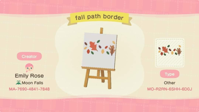 ACNH Fall Design Codes & Tips - Autumn Themed Custom Path & Clothes Design in Animal Crossing New Horizons