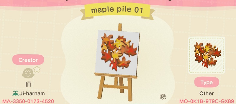 ACNH Fall Patterns & Custom Design Codes - Maple Pile