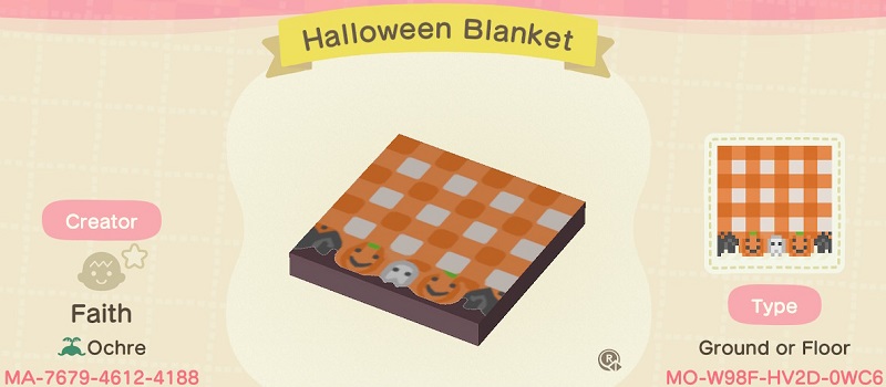 ACNH Fall Patterns & Custom Design Code - Halloween Blanket Floor Pattern