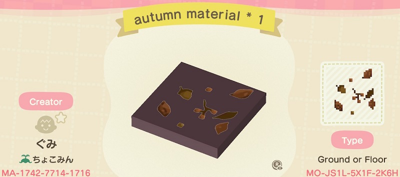 ACNH Fall Patterns & Custom Design Codes - Autumn Material Floor Pattern