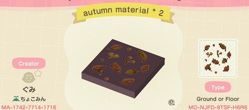 ACNH Fall Patterns & Custom Design Codes - Autumn Material Floor Pattern 1