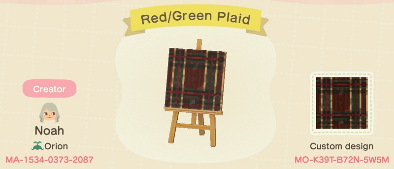 ACNH Fall Patterns & Custom Design Codes - Red & Green Plaid Pattern