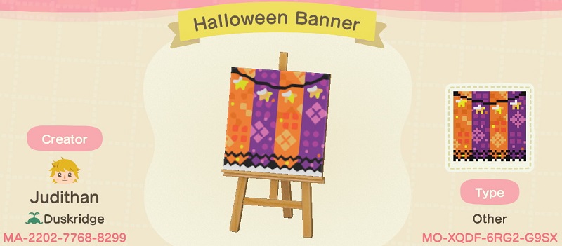 ACNH Fall Patterns & Custom Design Codes - Halloween Banner