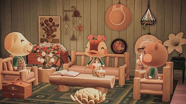 ACNH Cottagecore & country theme designs - Farmer Vide Living Room
