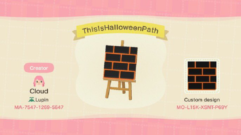 Animal Crossing Halloween Island Design Ideas - ACNH Halloween Path Pattern Design Code 2