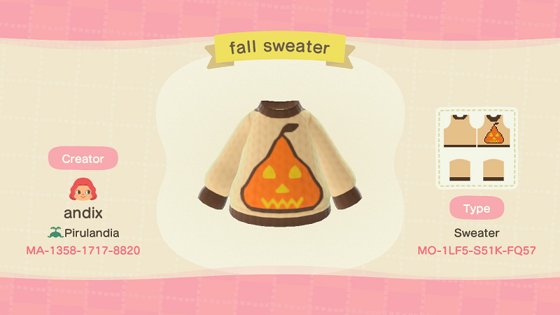 Animal Crossing Halloween Outfits - ACNH Sweater Design 1