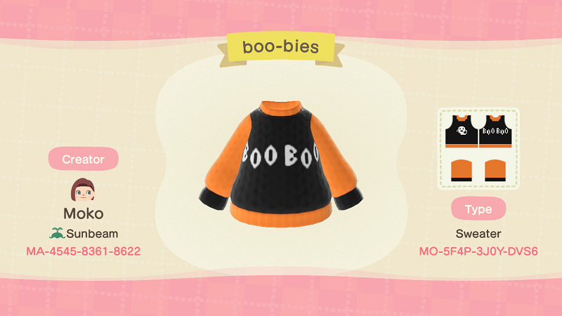 Animal Crossing Halloween Outfits - ACNH Sweater Design 3