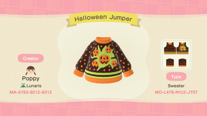 Animal Crossing Halloween Outfits - ACNH Sweater Design 6