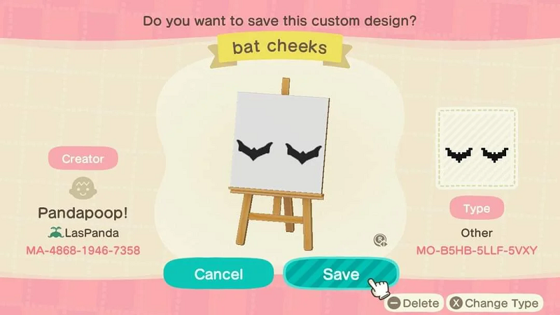 Animal Crossing Halloween Face Makeup Designs 1 - Bat Cheeks