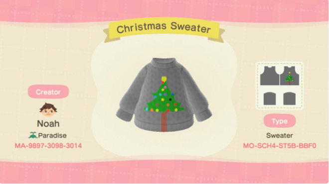 ACNH Christmas Costume Design Codes - Christmas Sweater