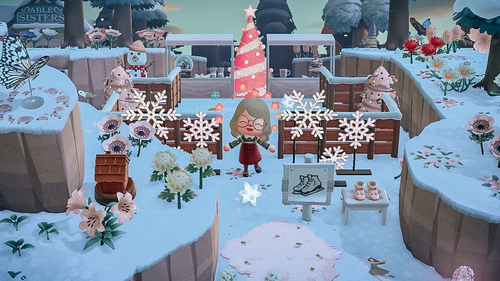 ACNH Winter & Snow Design Ideas - Ice Skating Ring