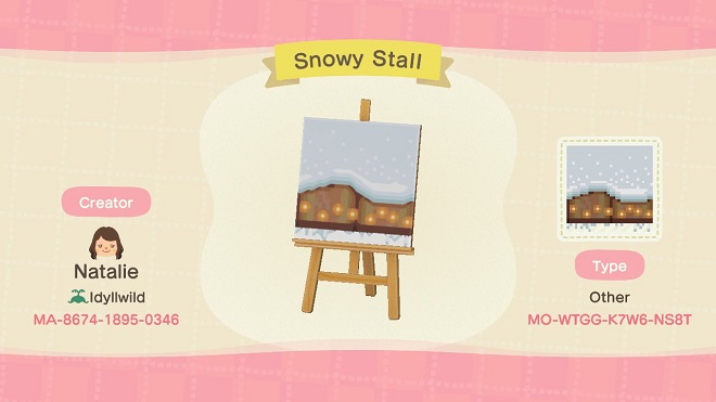 ACNH Christmas Custom Design Codes - Snowy Stall