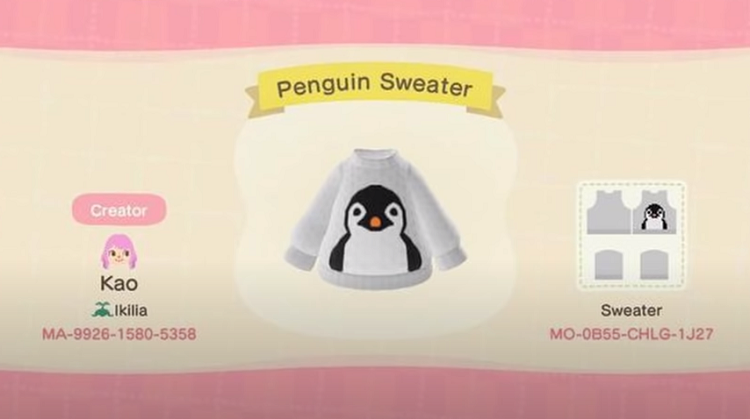 ACNH Festive Penguin Sweater Design