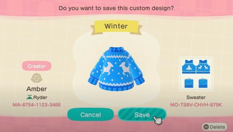 Festive sweater design ACNH