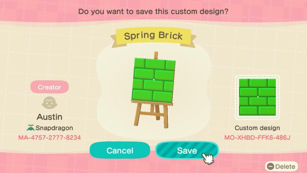 ACNH Spring Path Custom Design Pattern - Spring Brick - 1