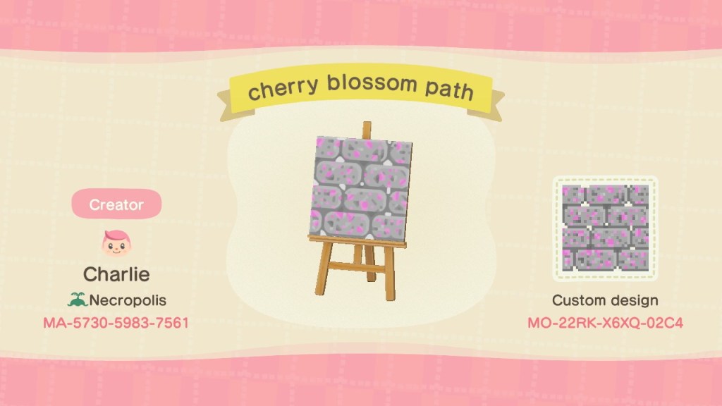 ACNH Spring Path Custom Design Pattern - Cherry Blossom Path - 1