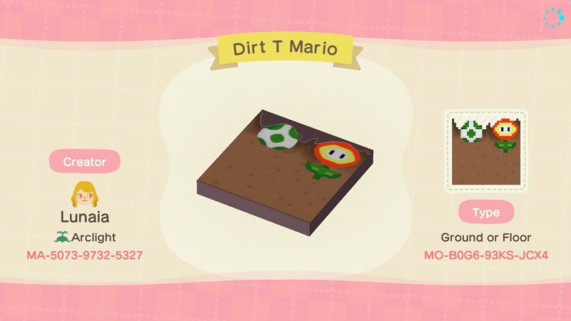 ACNH Mario Custom Designs 1 - Mario Dirt T Ground & Floor