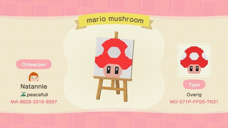 ACNH Mario Custom Designs 1 - Mario Mushroom Flag