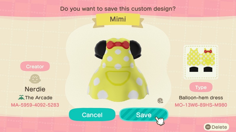ACNH Mario Clothing Custom Design 6 - Mario Bro Mimi Balloon-hem Dress