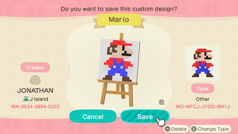 ACNH Super Mario Bro Custom Designs 6 - Mario Pattern